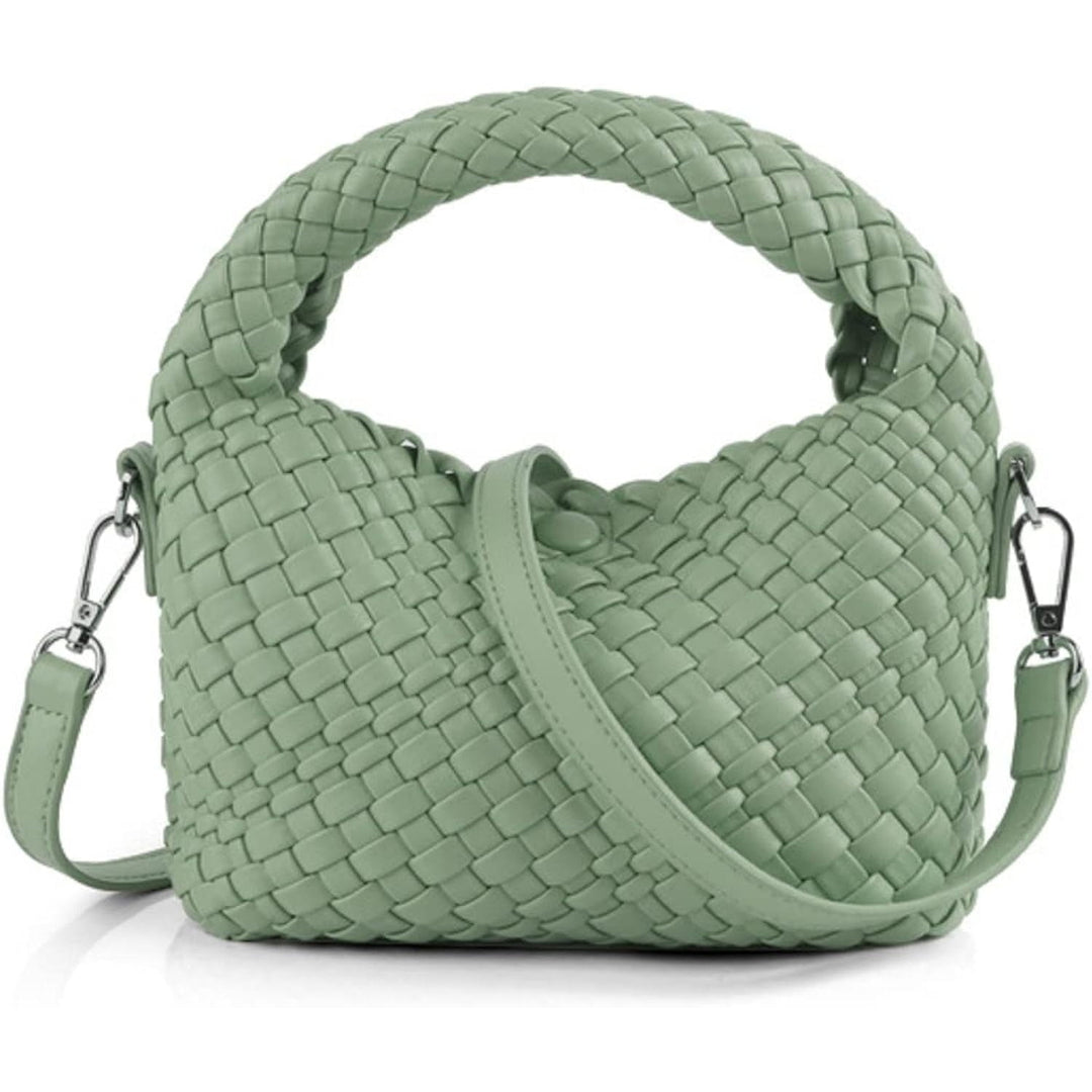 Women Woven Tote Small Crossbody Bag Weave Quilted Purse Square Shoulder Bag Woven Handbag with Detachable Strap Image 6