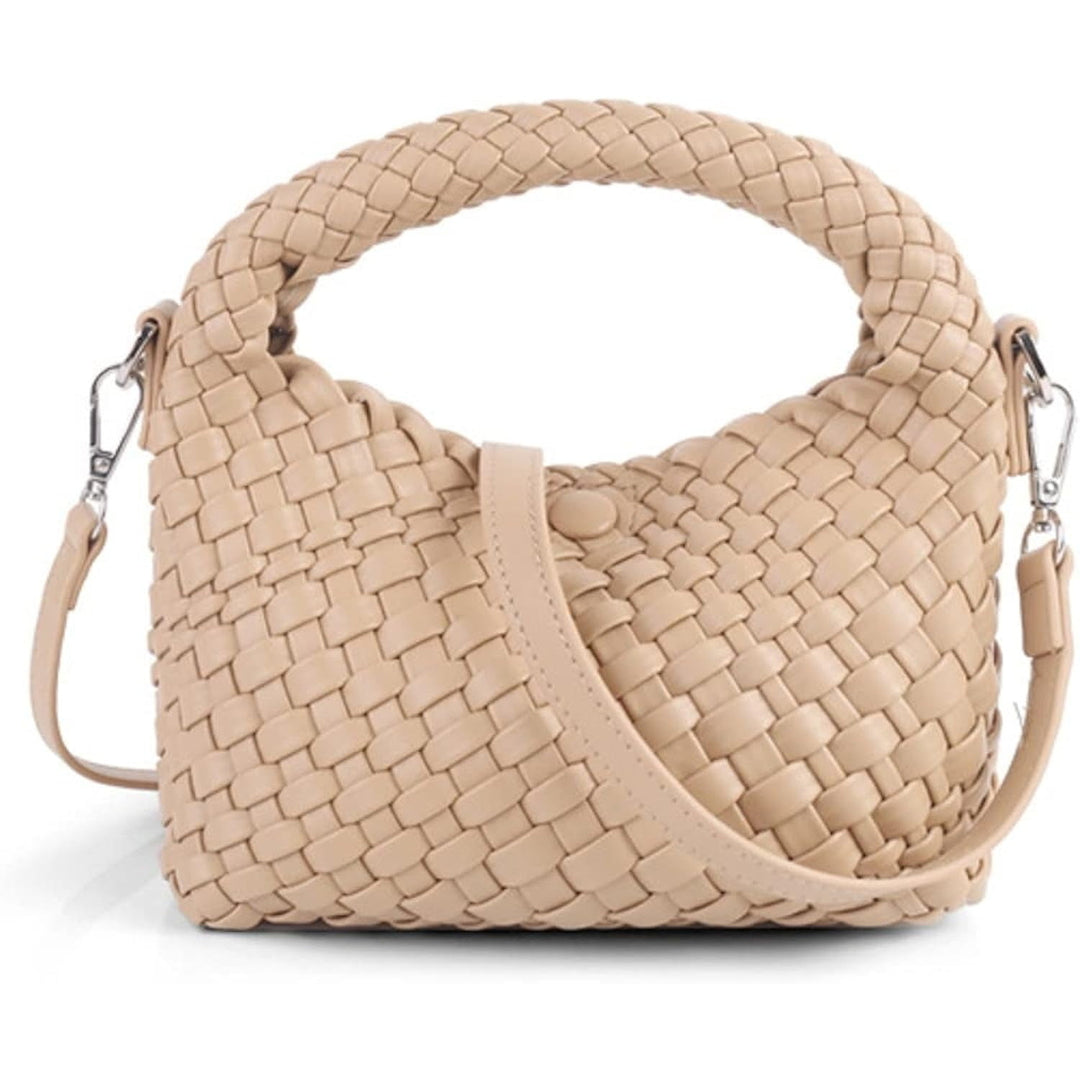 Women Woven Tote Small Crossbody Bag Weave Quilted Purse Square Shoulder Bag Woven Handbag with Detachable Strap Image 7