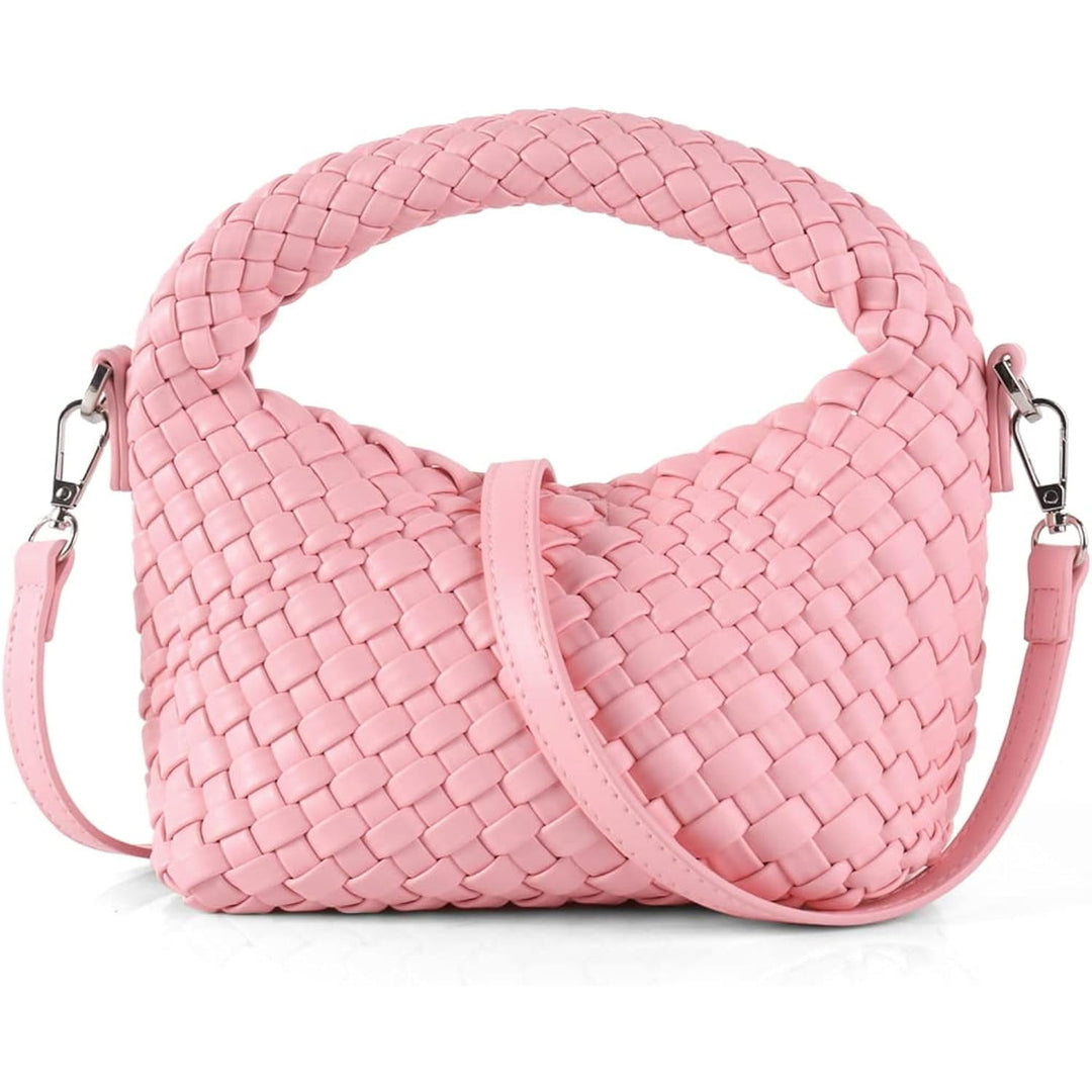 Women Woven Tote Small Crossbody Bag Weave Quilted Purse Square Shoulder Bag Woven Handbag with Detachable Strap Image 8