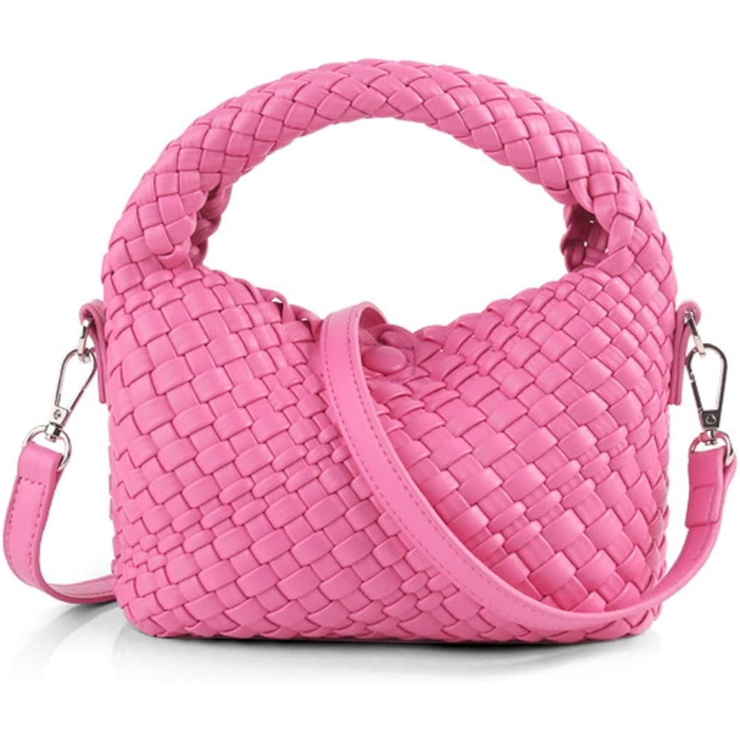 Women Woven Tote Small Crossbody Bag Weave Quilted Purse Square Shoulder Bag Woven Handbag with Detachable Strap Image 9