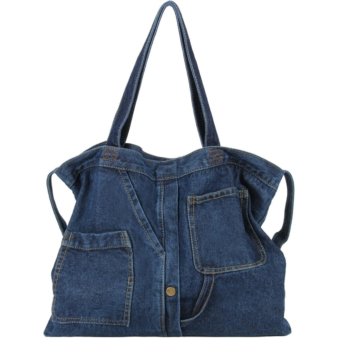 Soft Denim Handbag for Women Casual Hobo Tote Bag Retro Crossbody Bag Large Capacity Denim Purses Image 1