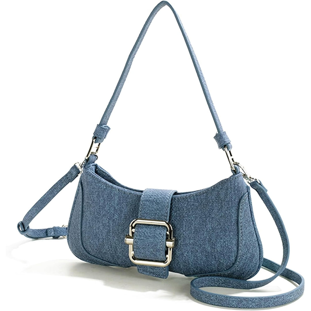 Denim Bag for Women Mini Hobo Purse Leather Canvas Crossbody Small Tote Jean Shoulder Handbags for Ladies Image 8