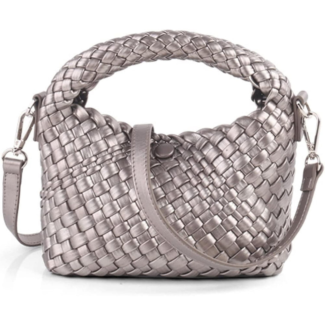 Women Woven Tote Small Crossbody Bag Weave Quilted Purse Square Shoulder Bag Woven Handbag with Detachable Strap Image 11