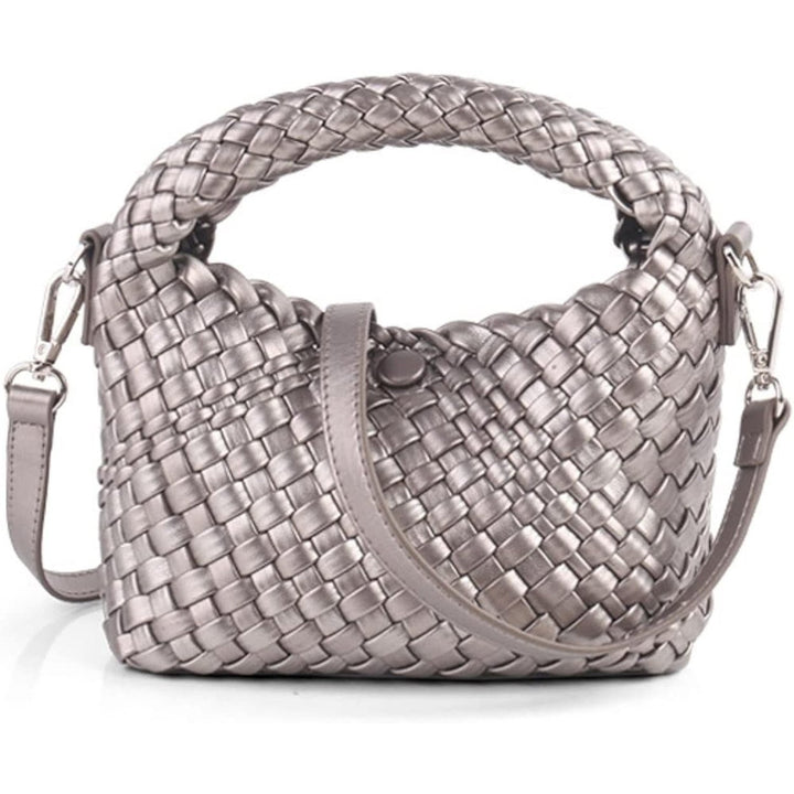 Women Woven Tote Small Crossbody Bag Weave Quilted Purse Square Shoulder Bag Woven Handbag with Detachable Strap Image 1