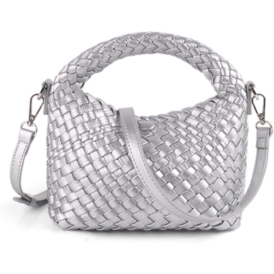 Women Woven Tote Small Crossbody Bag Weave Quilted Purse Square Shoulder Bag Woven Handbag with Detachable Strap Image 12