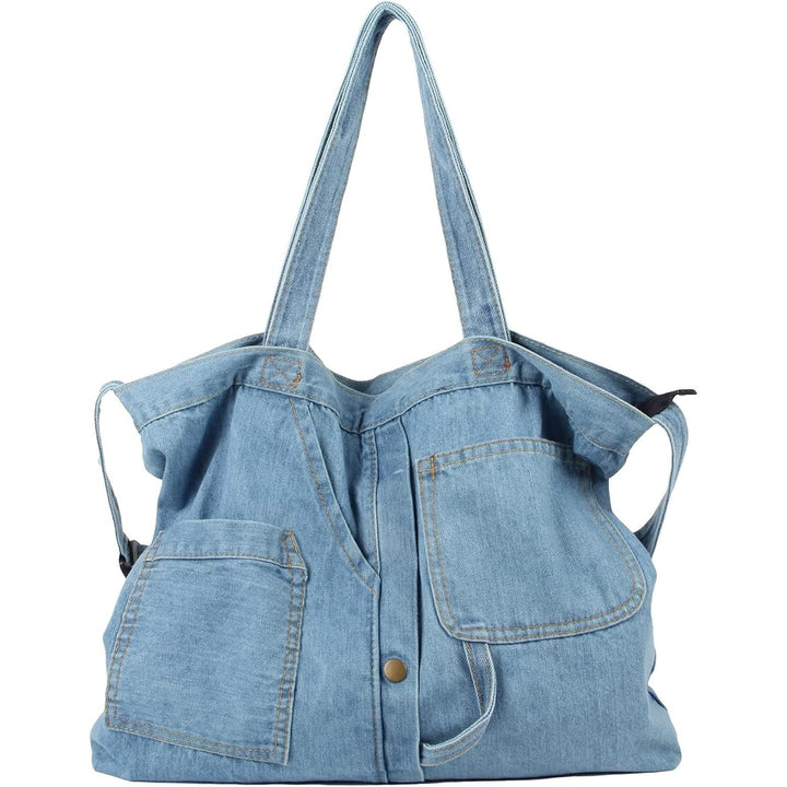 Soft Denim Handbag for Women Casual Hobo Tote Bag Retro Crossbody Bag Large Capacity Denim Purses Image 11