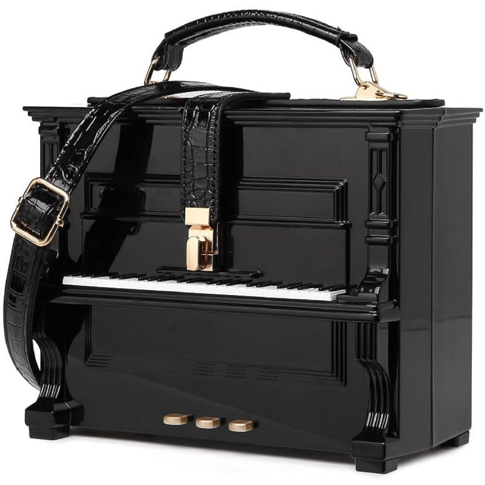 Piano Shaped Purse Handbag Women Box Shaped Party Evening Top Handles Bag Novelty Clutch Crossbody Bag Image 2