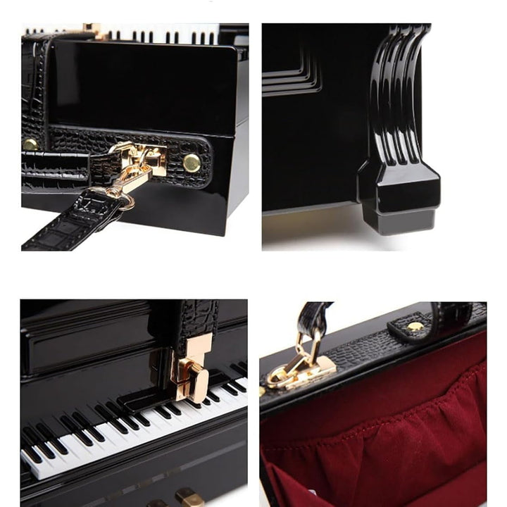 Piano Shaped Purse Handbag Women Box Shaped Party Evening Top Handles Bag Novelty Clutch Crossbody Bag Image 7