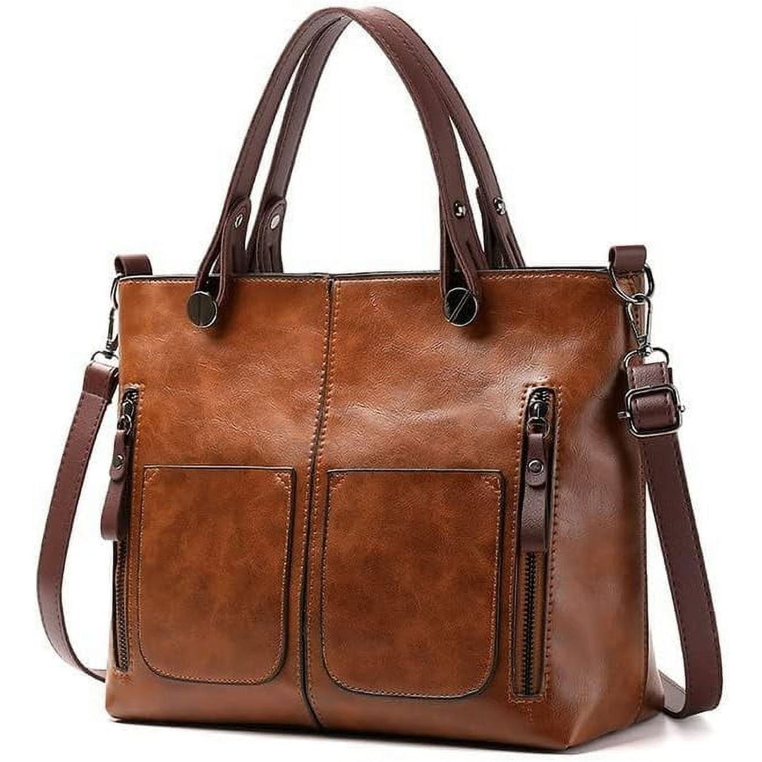 Ladies Vintage Leather Shoulder Bag Large Capacity Waterproof Tote Bags Women Crossbody Bag Multi-pocket Shoulder Image 8