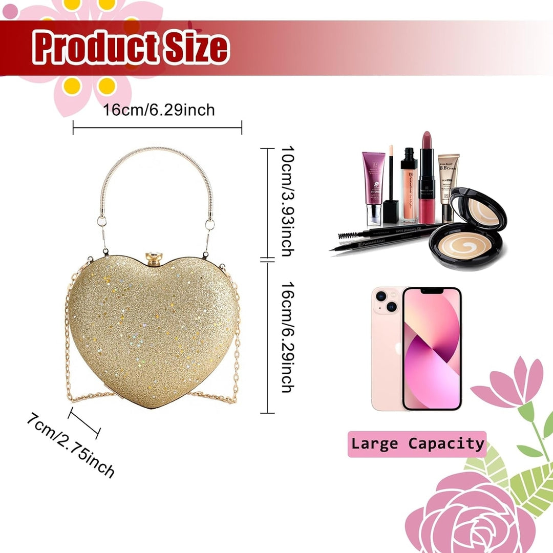 Sparkly Clutch Purses for Women,Heart Shape Evening Clutch Bag Purse Handbag for Formal Wedding Cocktail Party Image 3