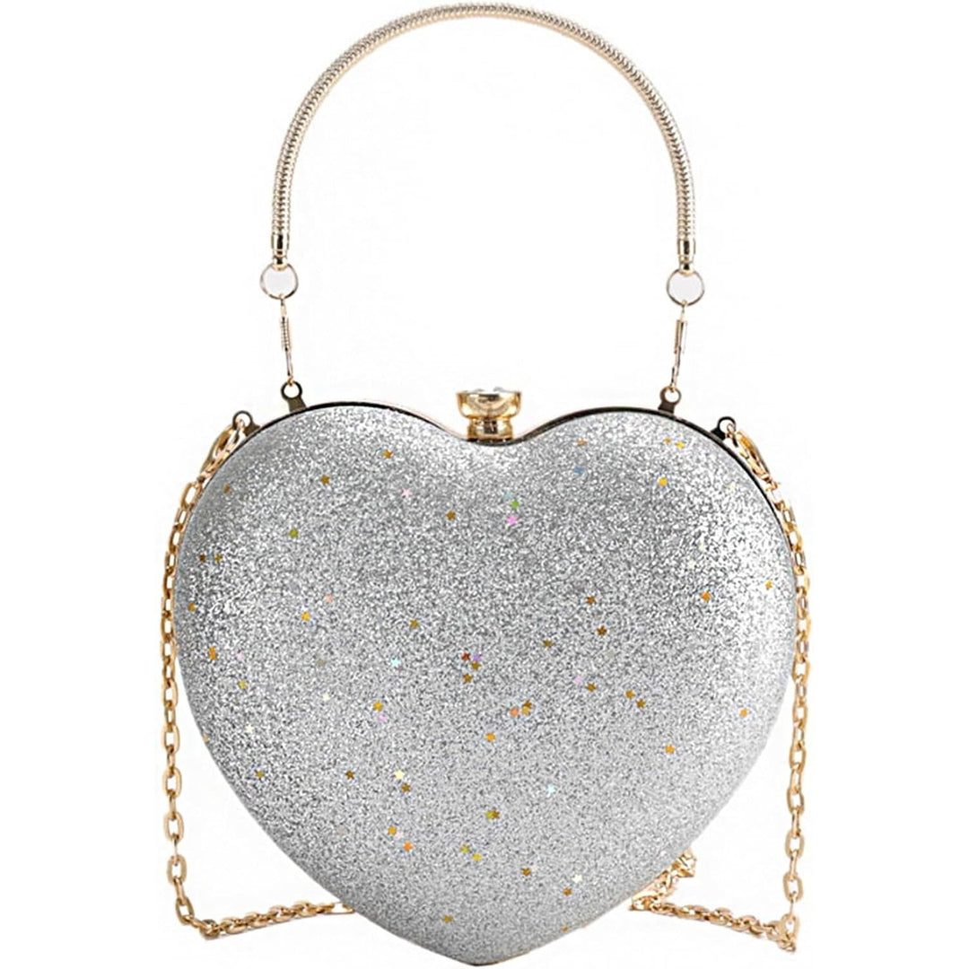 Sparkly Clutch Purses for Women,Heart Shape Evening Clutch Bag Purse Handbag for Formal Wedding Cocktail Party Image 10