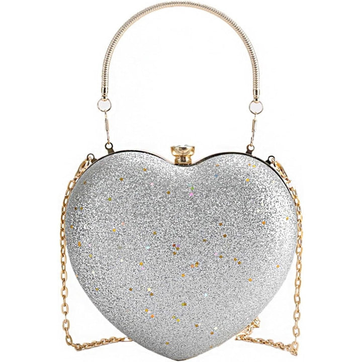 Sparkly Clutch Purses for Women,Heart Shape Evening Clutch Bag Purse Handbag for Formal Wedding Cocktail Party Image 1