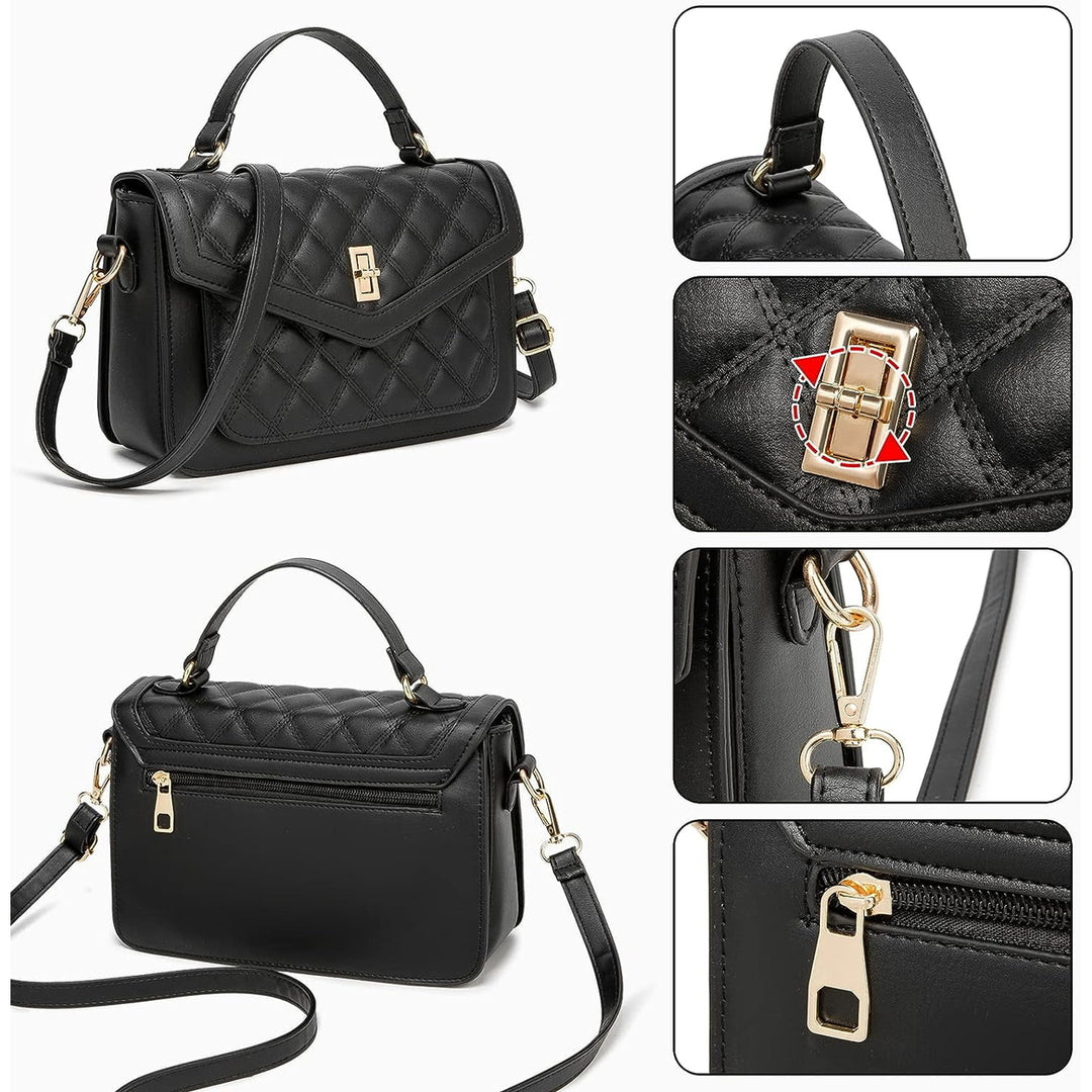 Crossbody Bags for Women Pu Leather Shoulder Bag Womens Quilted Satchel with Handle Ladies Purse Evening Small Handbag Image 6