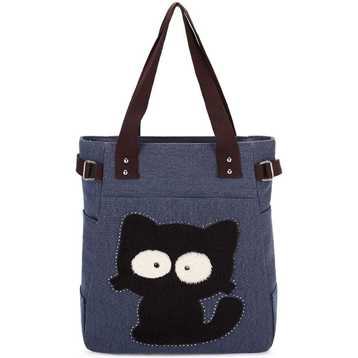 Cute Cat Multifunction Canvas Zipper Handbag Shoulder Lunch Tote Bag Image 1