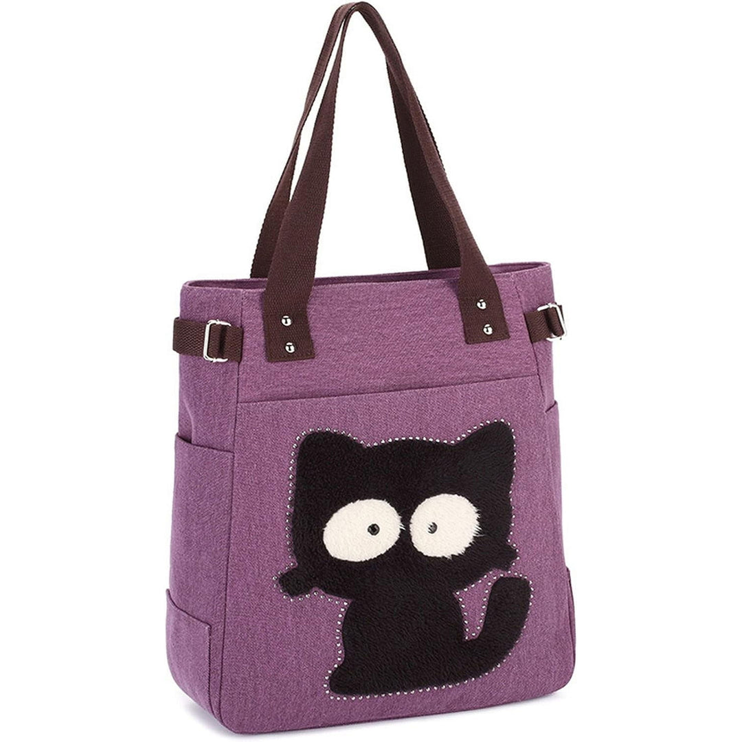 Cute Cat Multifunction Canvas Zipper Handbag Shoulder Lunch Tote Bag Image 8