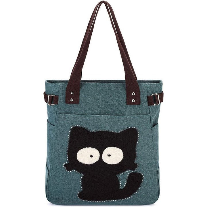 Cute Cat Multifunction Canvas Zipper Handbag Shoulder Lunch Tote Bag Image 9