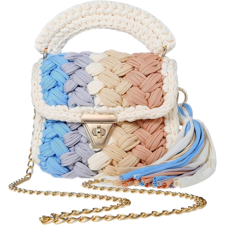 Womens Knit Clutch Purse Evening Clutch Bag for Women Handle Tote Purse Crochet Wedding Party Purse Image 1