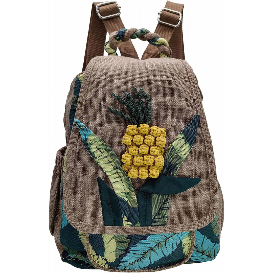 Womens Hippie Cotton Hemp Cloth Backpack Boho Vintage Embroidered Casual Purse Handbags Messenger Bag Mushroom Beige Red Image 9