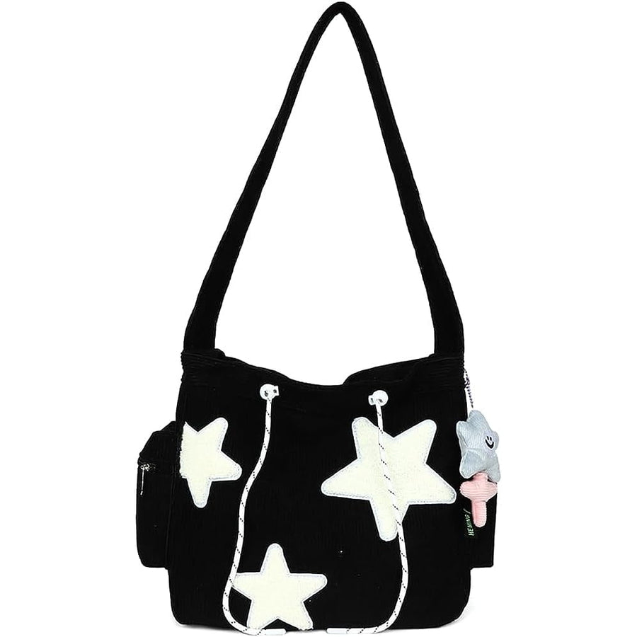 Cute Messenger BagAesthetic Canvas Crossbody BagY2K Star Shoulder Purse for Women Girls School Image 1