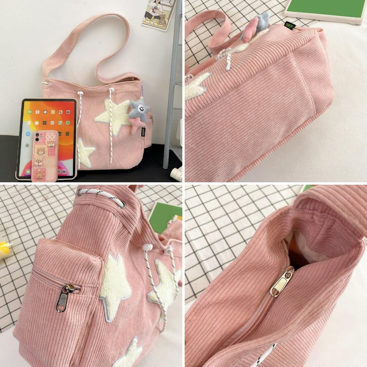 Cute Messenger Bag Aesthetic Canvas Crossbody Bag Y2K Star Shoulder Purse for Women Girls School Image 4