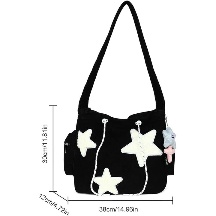 Cute Messenger Bag Aesthetic Canvas Crossbody Bag Y2K Star Shoulder Purse for Women Girls School Image 6