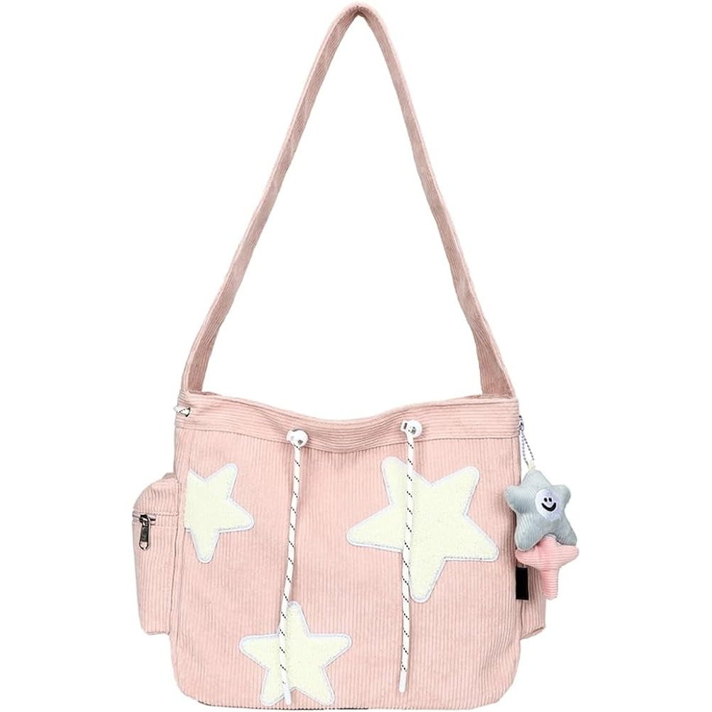 Cute Messenger Bag Aesthetic Canvas Crossbody Bag Y2K Star Shoulder Purse for Women Girls School Image 9