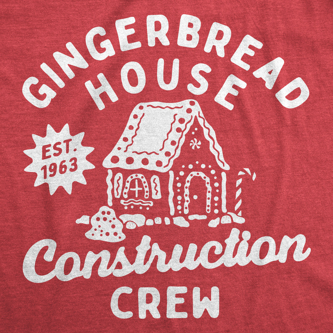 Youth Gingerbread House Construction Crew T Shirt Funny Xmas Treat Joke Tee For Kids Image 2