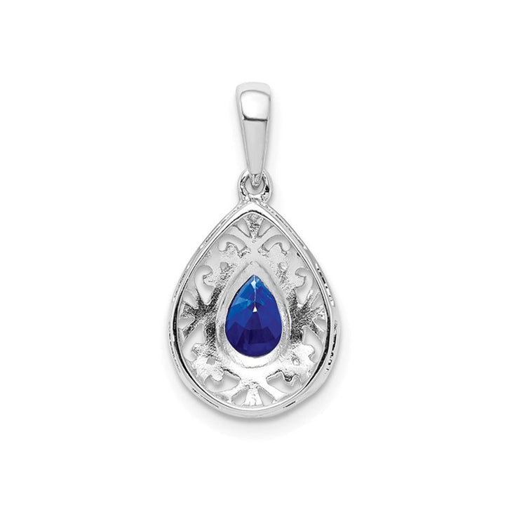 9/10 Carat (ctw) Blue Sapphire Drop Pendant Necklace in Sterling Silver with Chain Image 4