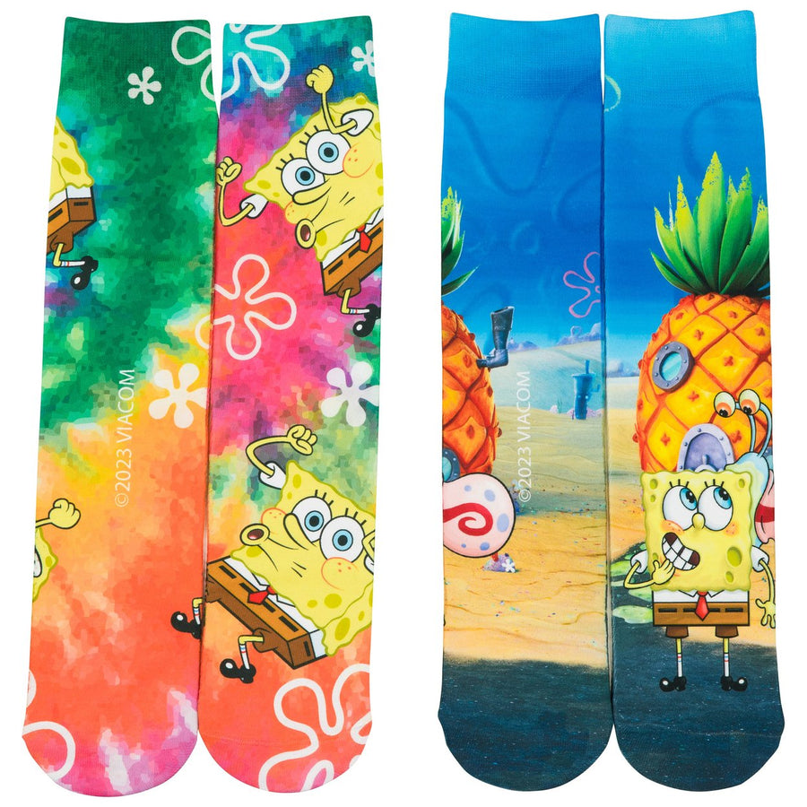 SpongeBob SquarePants Im Ready Crew Socks 2-Pair VHS Shaped Box Set Image 1