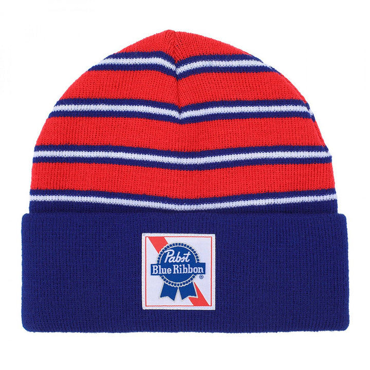 Pabst Blue Ribbon Striped Cuff Beanie Image 1