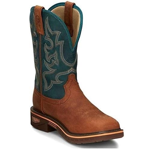 Justin Work Mens 11" Nano Composite Toe Work Boot Russet Blue CR4010 Image 1