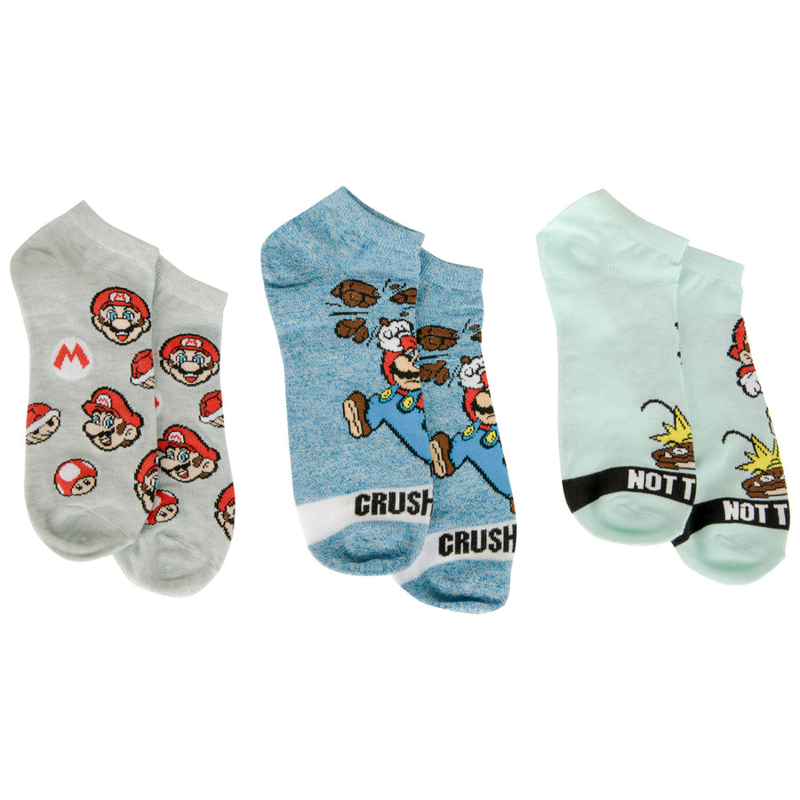 Super Mario Bros. 3-Pair Pack of Mens Ankle Socks Image 1