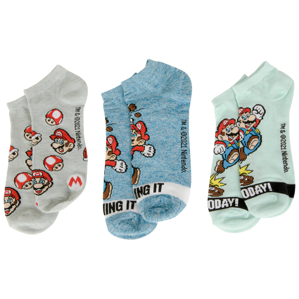 Super Mario Bros. 3-Pair Pack of Mens Ankle Socks Image 2