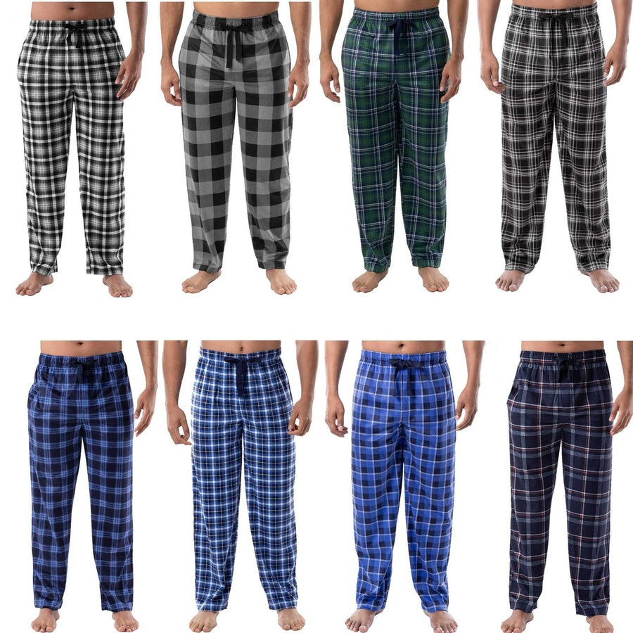 Multi-Pack: Mens Ultra-Soft Cozy Lounge Sleep Micro Fleece Plaid Pajama Pants Image 1