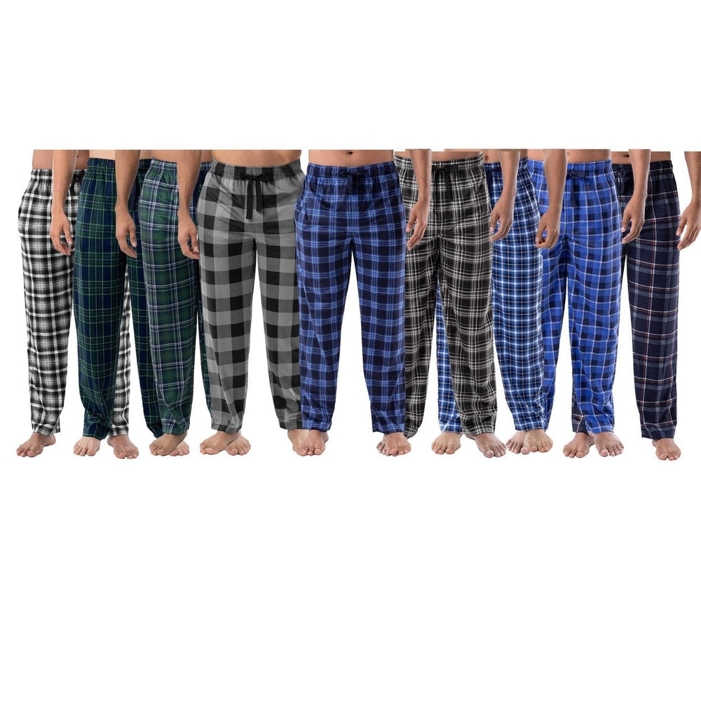 Multi-Pack: Mens Ultra-Soft Cozy Lounge Sleep Micro Fleece Plaid Pajama Pants Image 2