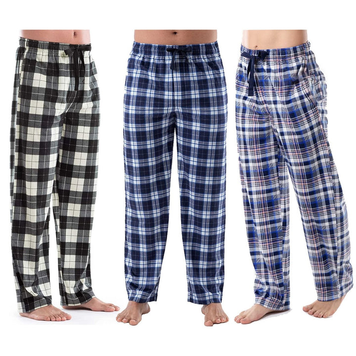 Multi-Pack: Mens Ultra-Soft Cozy Lounge Sleep Micro Fleece Plaid Pajama Pants Image 4