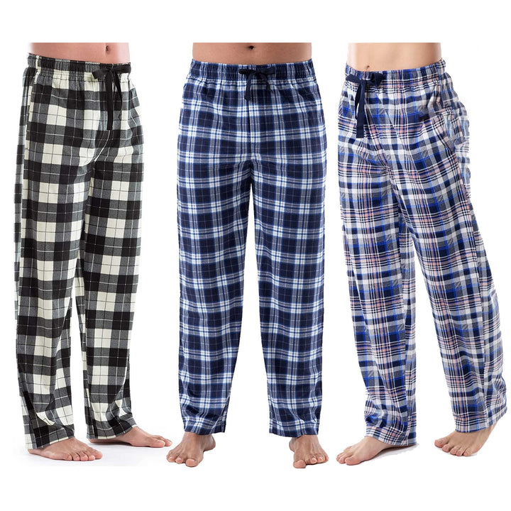 Mens Micro Fleece Pajama Pants 5-Pack Plaid Ultra Soft Cozy Lounge Sleep Pants Image 4