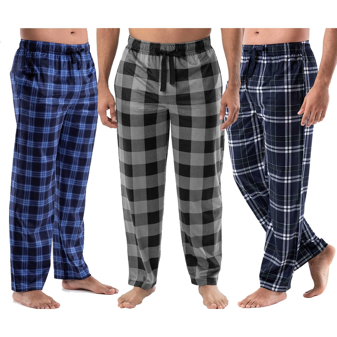 Mens Micro Fleece Pajama Pants 5-Pack Plaid Ultra Soft Cozy Lounge Sleep Pants Image 8