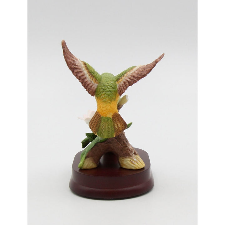 Ceramic Hummingbird with Cherry Blossom Flower on Wood Base FigurineHome DcorMom, Image 4