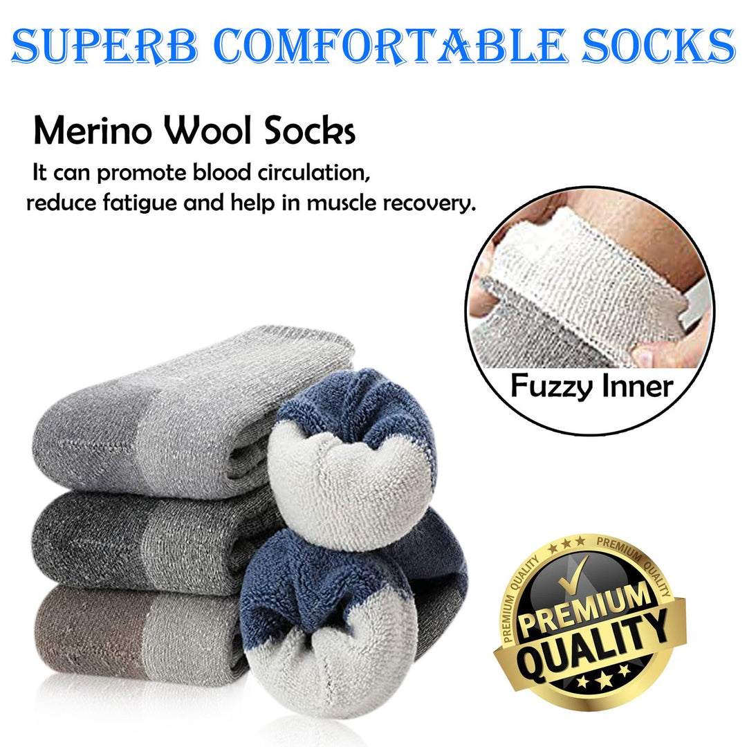 5-Pairs: Mens Warm Thick Merino Lamb Wool Socks Image 7