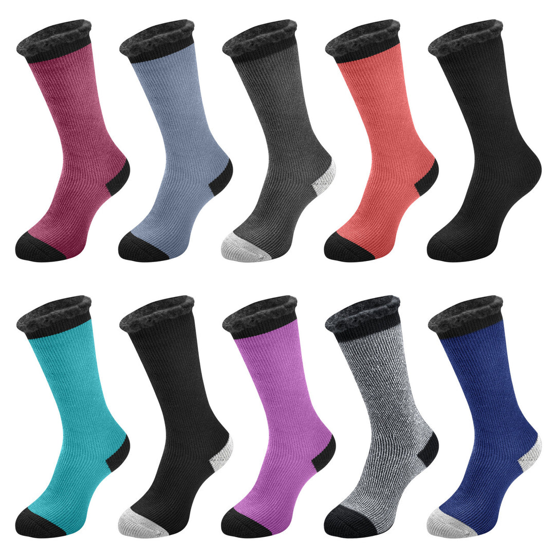 5-Pairs: Mens Thermal-Insulated Brushed Lined Warm Heated Winter Socks for Cold Weather Image 3