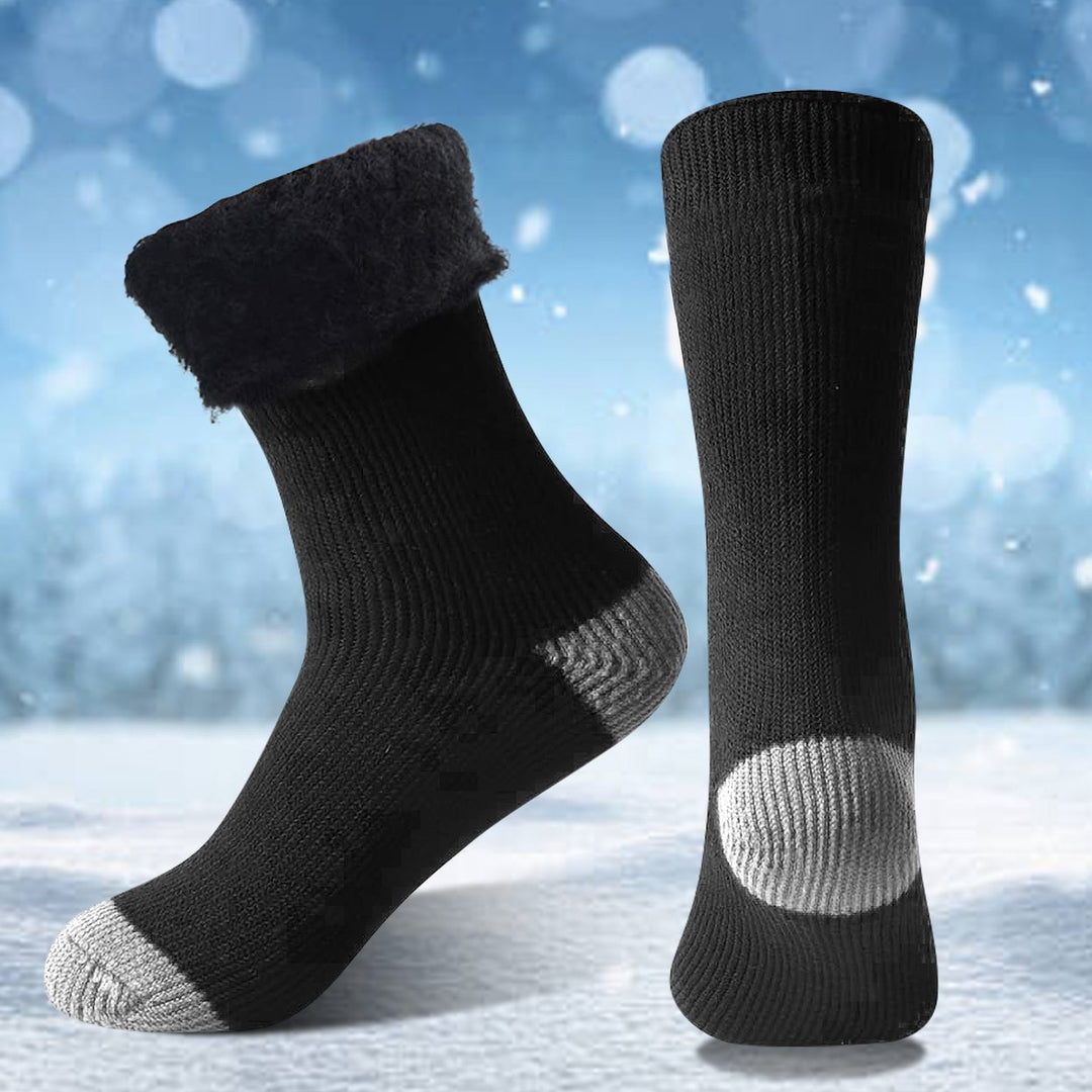 2-Pairs: Men's Thermal-Insulated Brushed Lined Warm Heated Winter Socks for Cold Weather Image 1