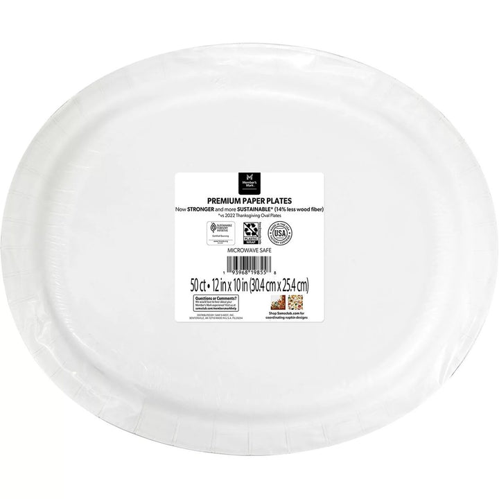 Members Mark Harvest of Plenty Oval Paper Plates10" x 12" (50 Count) Image 4