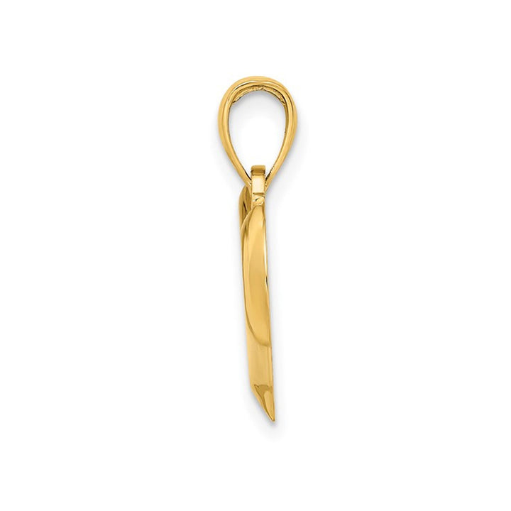 14K Yellow Gold Polished Teardrop Heart Charm Pendant (NO Chain) Image 3