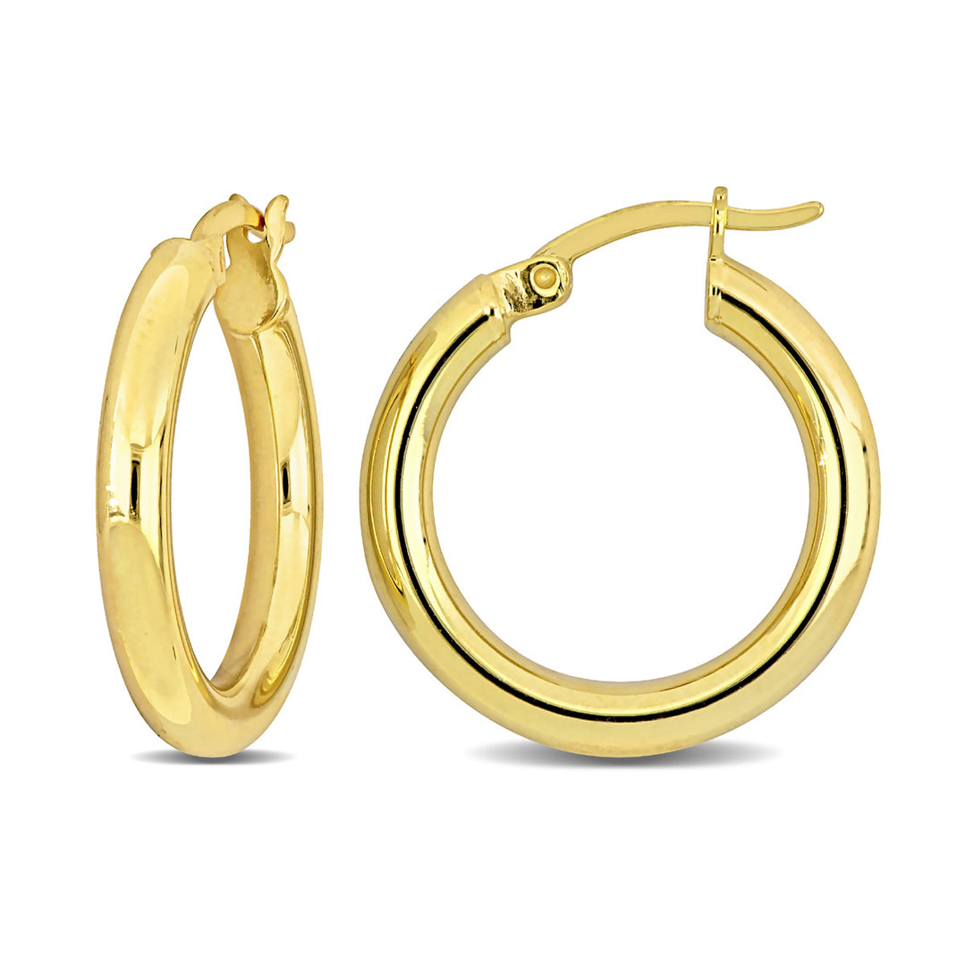 Yellow Sterling Silver Polished Hoop Earrings Image 1