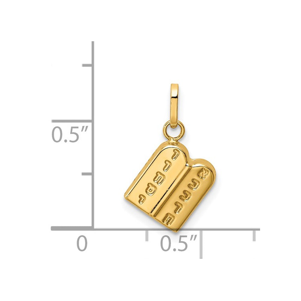 Small 14K Yellow Gold Ten Commandments Pendant Charm (NO Chain) Image 2