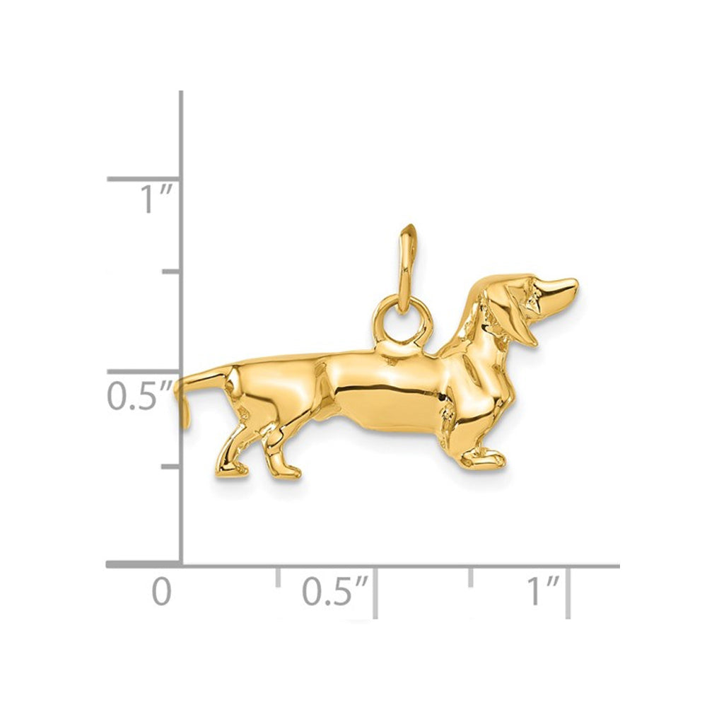 14K Yellow Gold 3D Dachshund Dog Charm Pendant (NO CHAIN) Image 2