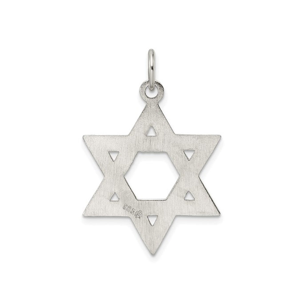 Sterling Silver Textured Star of David Pendant Necklace with Chain Image 2