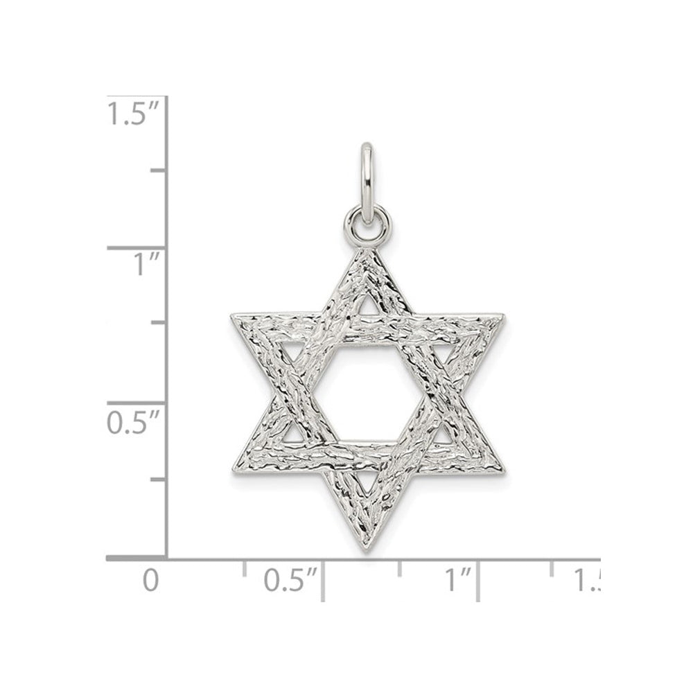 Sterling Silver Textured Star of David Pendant Necklace with Chain Image 3