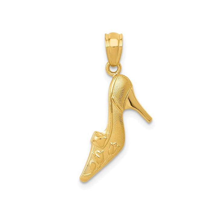 14K Yellow Gold Tulip High Heel Shoe Charm Pendant (NO Chain) Image 1